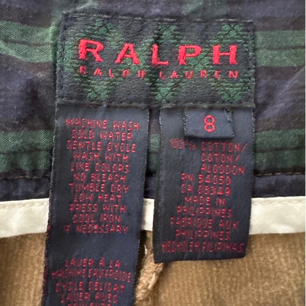 Vintage Ralph Lauren Corduroy Pants 8 Brown Cargo Adjustable Cinch Hem Y2K - Picture 4 of 13